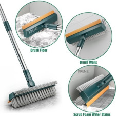 Deals, Discounts & Offers on  - krenz 3 in 1 Bathroom Floor Cleaning Brush Long Handle With Wiper 120Rotatable Plastic Wet and Dry Brush(Green)
