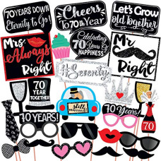 Deals, Discounts & Offers on  - Wobbox 70th Anniversary Photo Booth Party Props DIY Kit, Red Gliter & Black, Anniversary Party Decoration