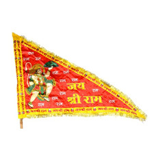Deals, Discounts & Offers on Outdoor Living  - Jai Shree Ram Flag Printed Hanuman Ji Dwaj Jhanda Triangle