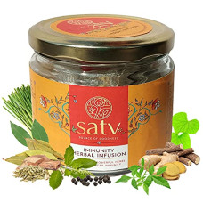 Deals, Discounts & Offers on  - SATV Immunity Booster Herbal Tea I Loose I Respiratory Health, Cough Cold I 12 Ayurvedic Potent Herbs I Gilloy + Tulsi+ Arjuna + Nirgundi + 8 herbs I Only Herbs I No Caffeine I 50 gm