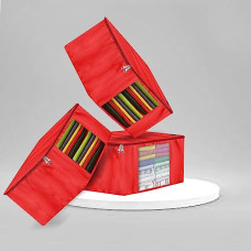 Deals and Offers on - XTORE Storage Bag with Zipper Closure & Transparent Window (Pack of 3, Red) Deals, Discounts & Offers on - XTORE Storage Bag with Zipper Closure & Transparent Window (Pack of 3, Red)