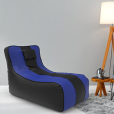 Deals, Discounts & Offers on Furniture - Amazon Brand - Solimo XXXL Bean Lounger Cover - Without Beans- Cover Only (Black Blue)(Faux Leather)