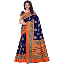 Deals, Discounts & Offers on  - SamahPrinted, Geometric Print, Embellished Bhagalpuri Silk Blend, Cotton Silk Saree(Blue)