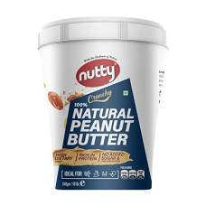 Deals, Discounts & Offers on  - Nutty Unsweetened Natural Peanut Butter Crunchy, 31g Protein, No Added Sugar, High Dietary Fiber, 0% Trans-Fat, 100% Non-GMO, Vegan (510g)