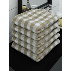 Deals, Discounts & Offers on  - Athom Living Ecosaviour Premium Cotton Bath Towel Beige Checkers (Pack of 5)