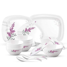 Deals, Discounts & Offers on  - Milton Square Round Melamine Dinner Set of 31 Pcs, Diana, Ivory