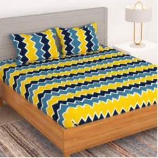 Deals, Discounts & Offers on  - Bedspun 150 TC Microfiber Double Abstract Flat Bedsheet(Pack of 1, Blue)