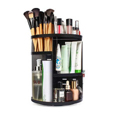 Deals, Discounts & Offers on Beauty Care - INOVERA (LABEL) Cosmetic Makeup Storage Holder Organizer Adjustable 360 Rotation Box Case, 23L x 23B x 30H cm. (Black, Plastic)