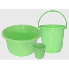 Deals, Discounts & Offers on Home Improvement - Fun Homes 3 Pieces Plastic Bucket, Mug & Tub Set (Green)
