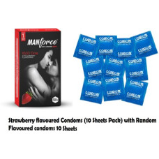 Deals, Discounts & Offers on Sexual Welness - MANFORCE Strawberry Flavored Condoms with Random sheets of condoms Condom(20 Sheets)