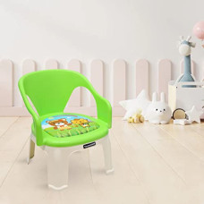Deals, Discounts & Offers on Furniture - Nilkamal Pups Kids Strong and Durable Plastic Chair with PVC Cushion Base (Pups Blue), 35 * 36 * 38 cm