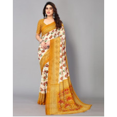 Deals and Offers on - SamahFloral Print, Geometric Print, Printed Daily Wear Georgette Saree(White, Yellow, Multicolor) Deals, Discounts & Offers on - SamahFloral Print, Geometric Print, Printed Daily Wear Georgette Saree(White, Yellow, Multicolor)