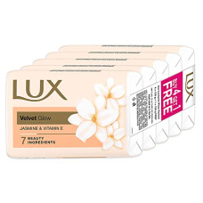 Deals and Offers on - LUX Flaw-less Glow|Buy 4 Get 1 Free|Jasmine & Vitamin C+E Bathing Soap|Velvet Glowing | Beauty Soaps| 150 g Deals, Discounts & Offers on - LUX Flaw-less Glow|Buy 4 Get 1 Free|Jasmine & Vitamin C+E Bathing Soap|Velvet Glowing | Beauty Soaps| 150 g