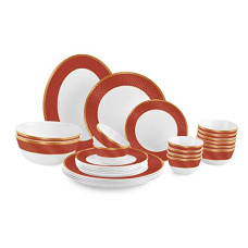 Deals and Offers on - Cello Opalware Solitaire Series Ruby Dinner Set, 27Pcs | Opal Glass Dinner Set for 6 | Crockery Set Deals, Discounts & Offers on - Cello Opalware Solitaire Series Ruby Dinner Set, 27Pcs | Opal Glass Dinner Set for 6 | Crockery Set