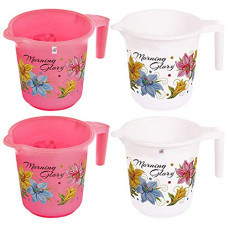 Deals and Offers on - Fun Homes Floral Print 4 Pieces Unbreakable Strong Plastic Bathroom Mug,500 ML (Pink & White) Deals, Discounts & Offers on - Fun Homes Floral Print 4 Pieces Unbreakable Strong Plastic Bathroom Mug,500 ML (Pink & White)