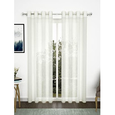 Deals and Offers on - Story@Home Sheer Door Curtains Linen Look Semi Transparent Voile Grommet Zic Zac Curtains Deals, Discounts & Offers on - Story@Home Sheer Door Curtains Linen Look Semi Transparent Voile Grommet Zic Zac Curtains