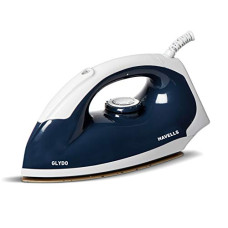 Deals, Discounts & Offers on Irons - Havells Glydo 1000 watt Dry Iron With American Heritage Non Stick Sole Plate, Aerodynamic Design, Easy Grip Temperature Knob & 2 years Warranty. (Charcoal Blue)