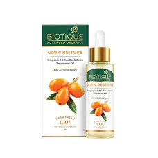 Deals and Offers on - Biotique Advanced Organics Glow Restore Grapeseed & Sea Buckthorn Treatment Oil, 30ml Deals, Discounts & Offers on - Biotique Advanced Organics Glow Restore Grapeseed & Sea Buckthorn Treatment Oil, 30ml