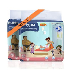 Deals, Discounts & Offers on Baby Care - Bumtum Chota Bheem New Born Baby Diaper Pants, 120 Count, Leakage Protection Infused With Aloe Vera, Cottony Soft High Absorb Technology (Pack of 2)