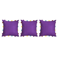 Deals and Offers on - Lushomes Cushion Cover 14x14, Boho Cushion Covers, Sofa Pillow Cover, Cushion Covers with Tassels, Cushion Cover with pom pom (14x14 Inches, Set of 3, Purple) Deals, Discounts & Offers on - Lushomes Cushion Cover 14x14, Boho Cushion Covers, Sofa Pillow Cover, Cushion Covers with Tassels, Cushion Cover with pom pom (14x14 Inches, Set of 3, Purple)
