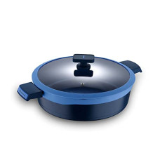 Deals, Discounts & Offers on Cookware - BERGNER Gastro Non-Stick Kadai with Glass Lid 30cm, Induction Base & Ergonomic Soft Touch Handles, Blue