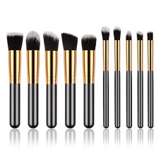 Deals, Discounts & Offers on Beauty Care - Suake 10 Pcs Professional Makeup Brush Set made of Premium Synthetic Bristles with Ultra Soft Foundation Brush, Powder Brush & Eyeshadow Brush (Pack of 10) (Black & Gold)