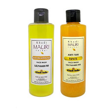 Deals, Discounts & Offers on Beauty Care - Khadi Mauri Aloevera Saffron Tulsi & Anti Tan Papaya face wash - Pack of 2 (420ml)