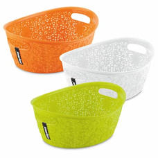 Deals and Offers on - Nayasa Tri Colour Oasis Oval Basket- Set Of 3, Multi Purpose Storage Basket, Side handles, Easy To Lift, Light Weighted, Ideal For Home, Kitchen, Bathroom, Office, Orange, White & Green Deals, Discounts & Offers on - Nayasa Tri Colour Oasis Oval Basket- Set Of 3, Multi Purpose Storage Basket, Side handles, Easy To Lift, Light Weighted, Ideal For Home, Kitchen, Bathroom, Office, Orange, White & Green