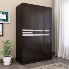 Deals, Discounts & Offers on Furniture - Crystal Furnitech Walten Engineered Wood 3 Door Wardrobe(Finish Color - Dark Wallnut + White, Knock Down)