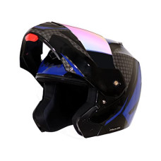 Deals, Discounts & Offers on  - Vega Crux Dx Checks Flip-Up Full Face Helmet Black Blue, Size: L(59-60 cm)