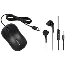 Deals and Offers on - ZEBRONICS Zeb-Calyx Wired in Ear Earphones with Mic (Black) & Zeb-Comfort Wired USB Mouse, 3-Button, 1000 DPI Optical Sensor, Plug & Play, Deals, Discounts & Offers on - ZEBRONICS Zeb-Calyx Wired in Ear Earphones with Mic (Black) & Zeb-Comfort Wired USB Mouse, 3-Button, 1000 DPI Optical Sensor, Plug & Play,
