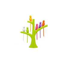 Deals, Discounts & Offers on  - ATEVON Bird Plastic Fruit Fork Pack with Stand, 6-Pieces, Multicolor
