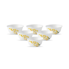 Deals and Offers on - La Opala Diva, Ivory Collection, Opal Glass Vegetable Bowl Set 6 pcs, Yellow Grace, White Deals, Discounts & Offers on - La Opala Diva, Ivory Collection, Opal Glass Vegetable Bowl Set 6 pcs, Yellow Grace, White