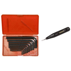 Deals, Discounts & Offers on Hand Tools - TAPARIA KI 10V Steel Allen Key Set (Black Finish, Box Packing, Pack of 10) & MDTN82 Plastic Digital Tester with LCD Display and Neon Bulb (Black) Combo