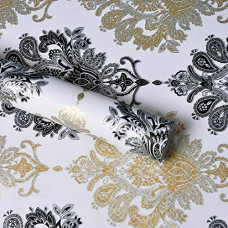 Deals, Discounts & Offers on Home Improvement - Wollzo Black and Gold Self Adhesive wallpape (45 x 500 cm)