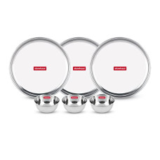 Deals, Discounts & Offers on  - Storehaus Stainless Steel 3pc Thalis and 3pc Katoris Kitchenware Set Ideal