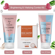 Deals and Offers on - GLAMVEDA Rice & Ceramide Korean Glass Skin Combo Gift Pack ( Face Wash + Facial Kit + Peel Off Mask )(3 Items in the set) Deals, Discounts & Offers on - GLAMVEDA Rice & Ceramide Korean Glass Skin Combo Gift Pack ( Face Wash + Facial Kit + Peel Off Mask )(3 Items in the set)