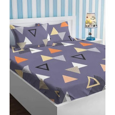 Deals, Discounts & Offers on  - BSB HOME Glace Cotton Double Bedsheets with 2 Pillow Covers | Double Bed Breathable | Wrinklefree | Ultrasoft 180 TC Supersoft | 90x90 Inches, 7x7.5ft (Pastel Grey White & Rust)