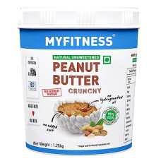 Deals and Offers on - MYFITNESS Unsweetened Natural Peanut Butter Crunchy 1250g | 100% Roasted Peanuts | 30g Protein | Healthy Nut Butter Spread | Vegan | No Added Sugar, Salt | No Hydrogenated Oil | Zero Cholesterol Deals, Discounts & Offers on - MYFITNESS Unsweetened Natural Peanut Butter Crunchy 1250g | 100% Roasted Peanuts | 30g Protein | Healthy Nut Butter Spread | Vegan | No Added Sugar, Salt | No Hydrogenated Oil | Zero Cholesterol
