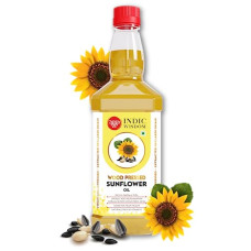 Deals, Discounts & Offers on Lubricants & Oils - IndicWisdom Wood Pressed Sunflower Oil 1 Liter (Cold Pressed - Extracted on Wooden Churner) | New Launch | 100% Sunflower Oil | Kolhu/Kacchi Ghani/Chekku