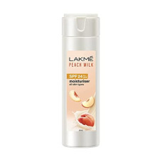 Deals and Offers on - Lakme Peach Milk Face Moisturizer SPF 24 PA++ 120 ml, Daily Light Sunscreen Lotion with Vitamin C for Glowing Skin - Sun Protection Deals, Discounts & Offers on - Lakme Peach Milk Face Moisturizer SPF 24 PA++ 120 ml, Daily Light Sunscreen Lotion with Vitamin C for Glowing Skin - Sun Protection