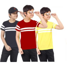 Deals, Discounts & Offers on  - FTC FASHIONSBoys Striped Cotton Blend T Shirt(Multicolor, Pack of 3)