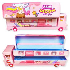 Deals and Offers on - Umadiya Branded Metal Double Decker Bus Shape Pencil Box for Kids with Moving Tyres & 3 Compartments Pencil Case Deals, Discounts & Offers on - Umadiya Branded Metal Double Decker Bus Shape Pencil Box for Kids with Moving Tyres & 3 Compartments Pencil Case