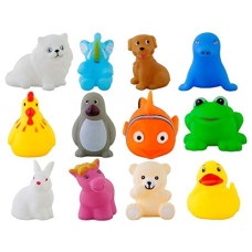 Deals, Discounts & Offers on  - Cable World Baby Bath Toy Set of 12 Pcs Chu Chu Colorful Animal Shape Toy (Multicolor) (Multi Design)