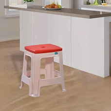 Deals, Discounts & Offers on Furniture - Nilkamal STL23 Strong and Durable Plastic Seating Stool for Home | Bedroom | Bathroom | Kitchen | Living Room | Office | Adult | Garden Stool with high Load Capacity (Basket Beach & Coral Red)