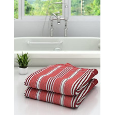 Deals, Discounts & Offers on  - Athom Trendz Ecosaviour Striped Cotton Bath Towel 70x140 cm Multicolour Pack of 2