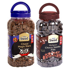 Deals and Offers on - Swad Choco Magic Stars & Choco Vanilla Fills (Multigrain Multigrain Choco Moon Star kids snack Cereal) 2 Jars, 695 g Deals, Discounts & Offers on - Swad Choco Magic Stars & Choco Vanilla Fills (Multigrain Multigrain Choco Moon Star kids snack Cereal) 2 Jars, 695 g