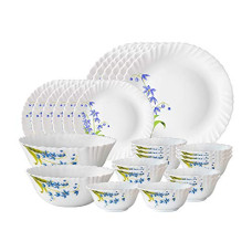 Deals, Discounts & Offers on  - Larah by Borosil Lavender Opalware Dinner Set, 26 Pcs, White