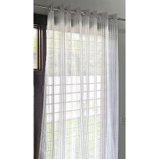 Deals, Discounts & Offers on  - Home Sizzler 1 Piece Solid Zigzag Eyelet Polyester Window Sheer Curtain - 5 Feet, White