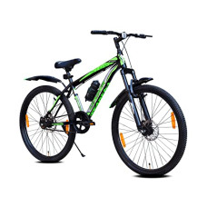 Deals and Offers on - Leader Stark 27.5T MTB Cycle/Bike with Dual Disc Brake and Front Suspension Single Speed for Men - Matt Black/Green Ideal Deals, Discounts & Offers on - Leader Stark 27.5T MTB Cycle/Bike with Dual Disc Brake and Front Suspension Single Speed for Men - Matt Black/Green Ideal